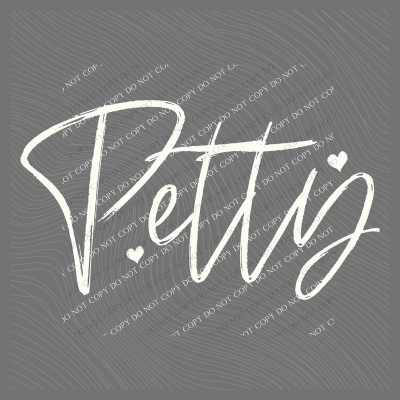 Petty Sketched Script Hearts in Off-white Digital Design, PNG