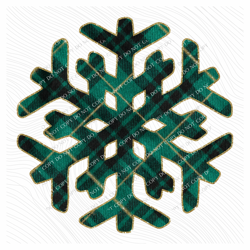 Snowflake Green Plaid & Glitter Digital Download, PNG
