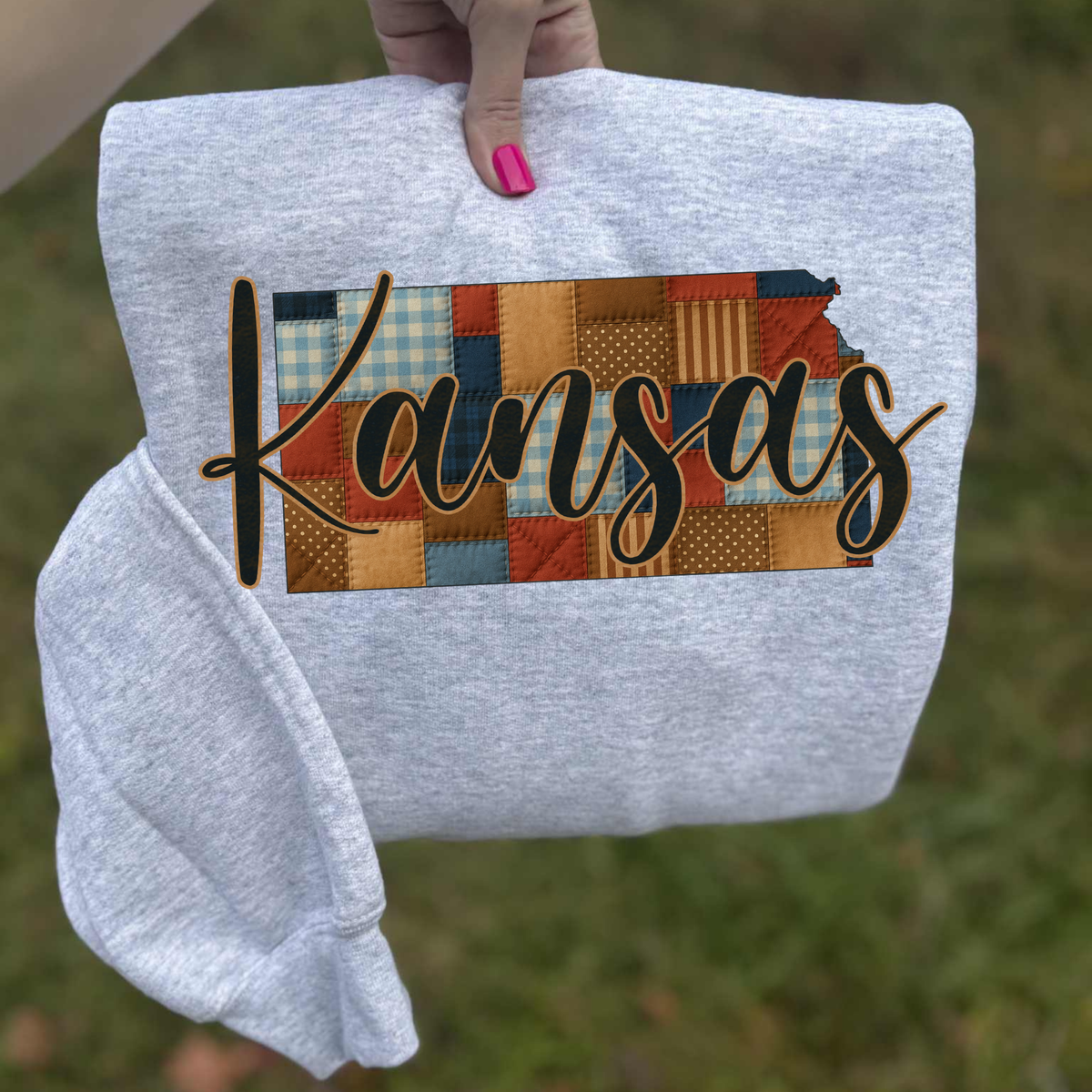 Kansas Quilted Script State Digital Design, PNG