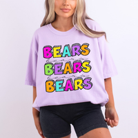 Bears Bubble Dot Stacked Script Distressed in Neons Digital Design, PNG