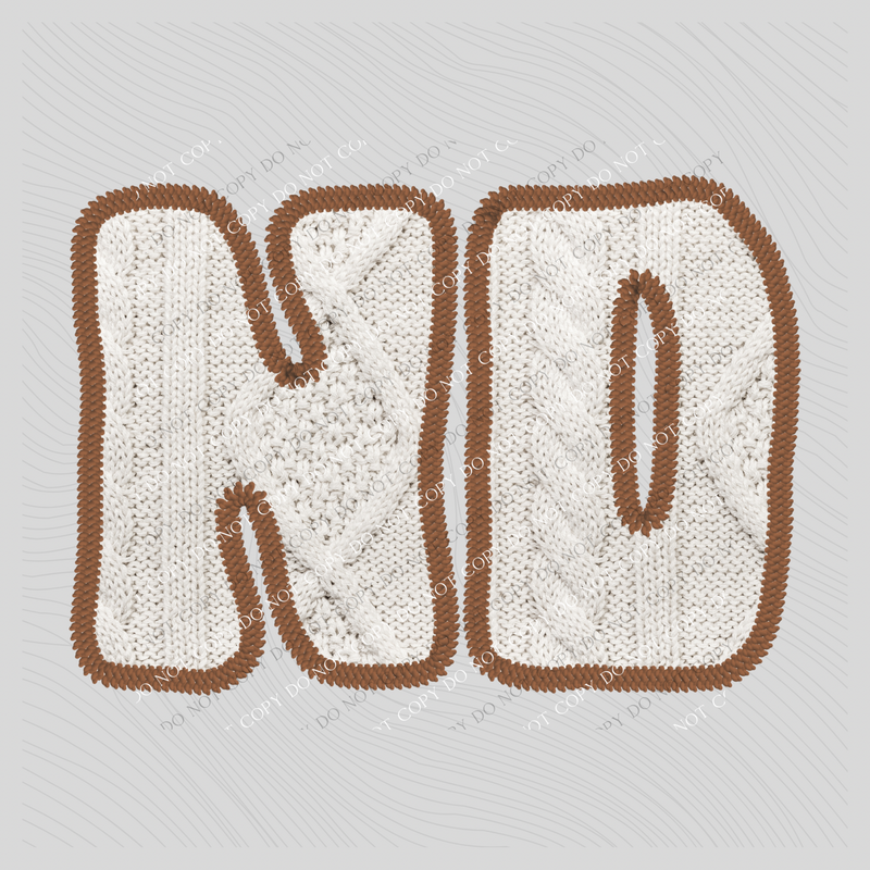 North Dakota ND Sweater Patch in Cream & Brown Digital Design, PNG