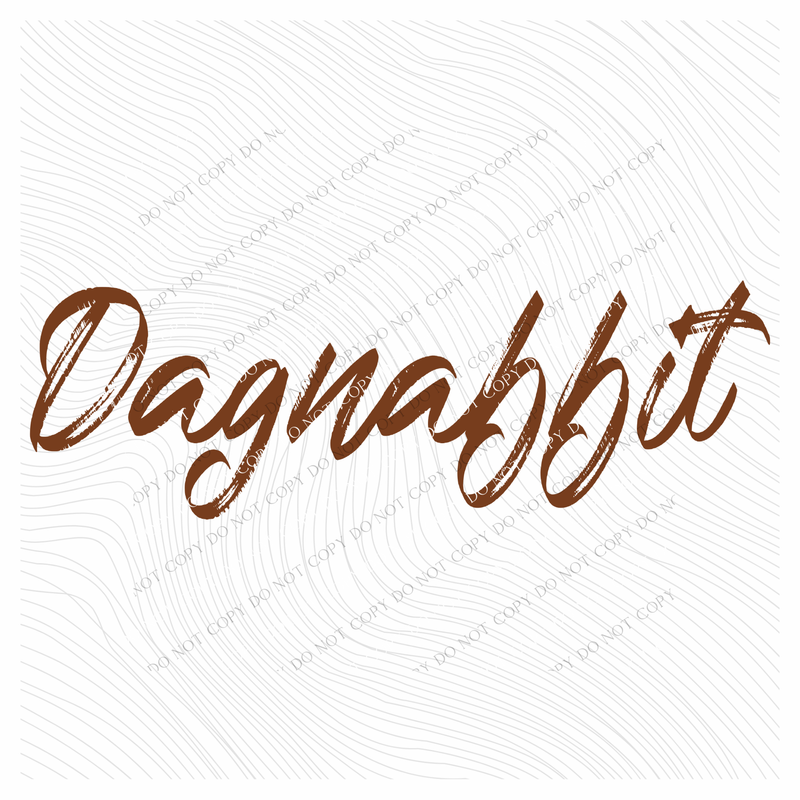 Dagnabbit Western Script in Brown Digital Design, PNG