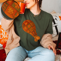 Cute Fall Turkey Leg in 3D Quilted & Embroidery Style Digital Download, PNG