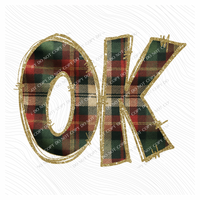 Oklahoma Glitter & Plaid Digital Download, PNG