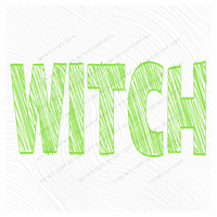 Witch Scribble in Bright Green Fall Halloween Digital Design, PNG