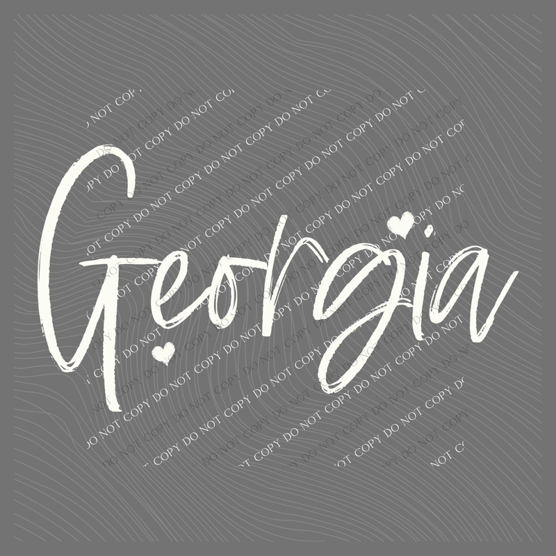 Georgia Sketched Script Hearts in Off-white Digital Design, PNG