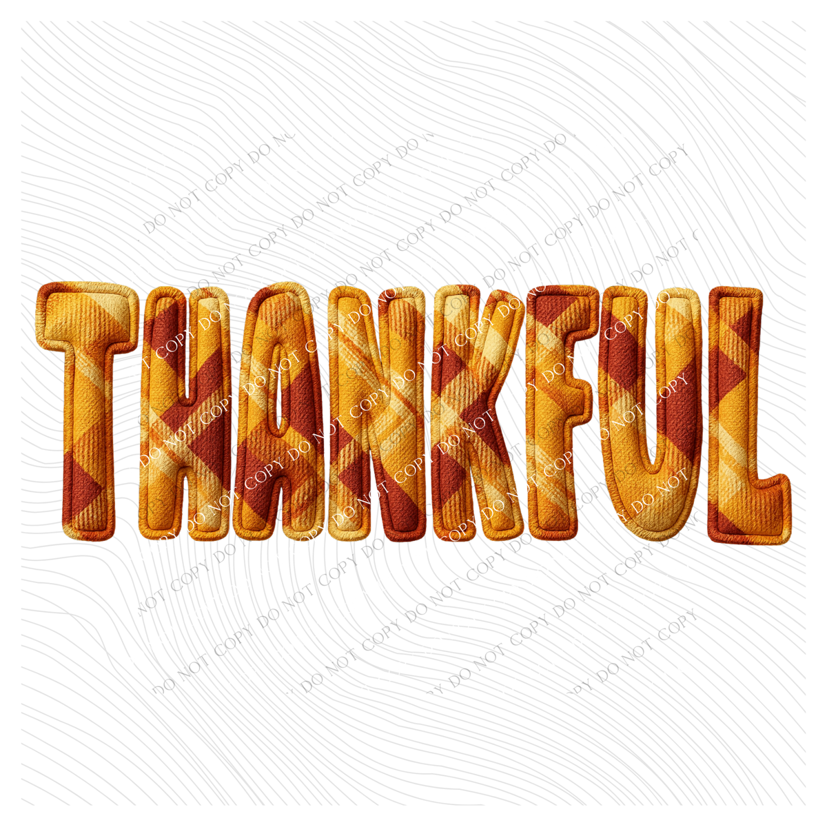 Thankful Fall Plaid Faux Fabric Patch Digital Design, PNG