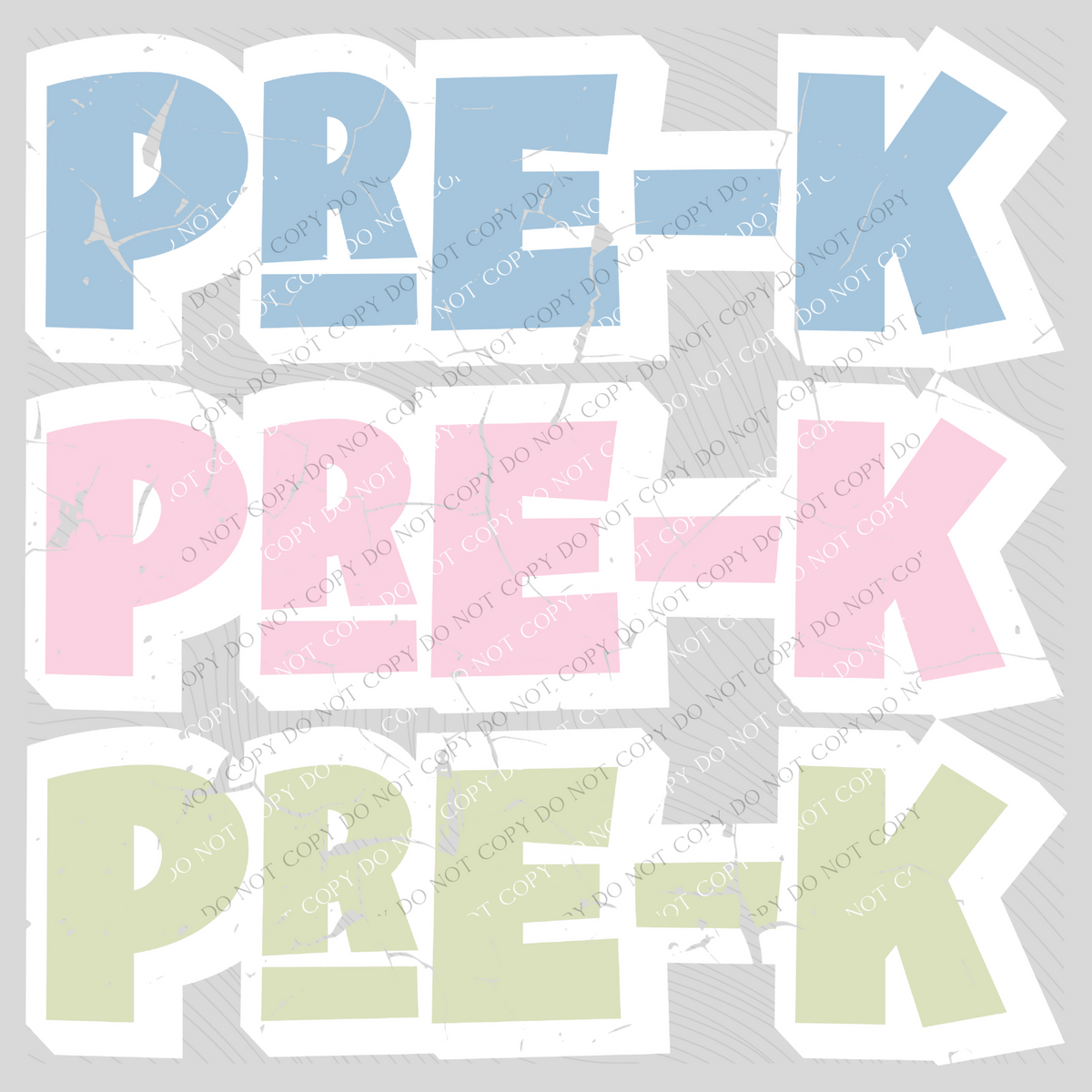 Pre-K Shadow Layer Bubble Stacked Distressed Blue Pink Green Digital Design, PNG