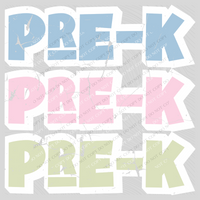 Pre-K Shadow Layer Bubble Stacked Distressed Blue Pink Green Digital Design, PNG