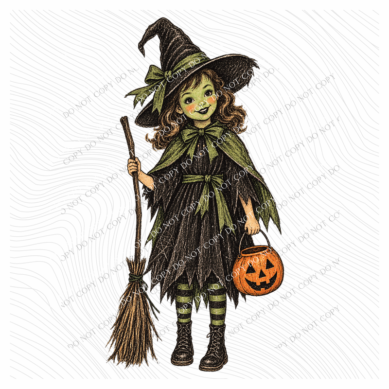 Witch Costume Vintage Sketch Digital Design, PNG