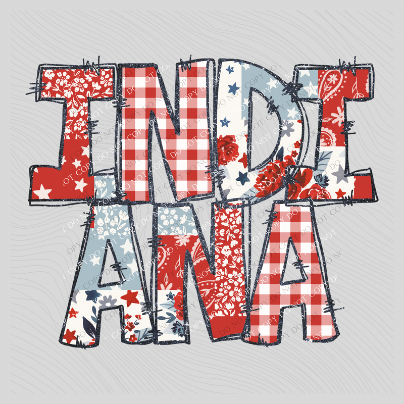 Indiana Doodle Patch & Glitter Digital Design, PNG