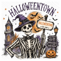 Halloweentown Sketch Digital Design, PNG