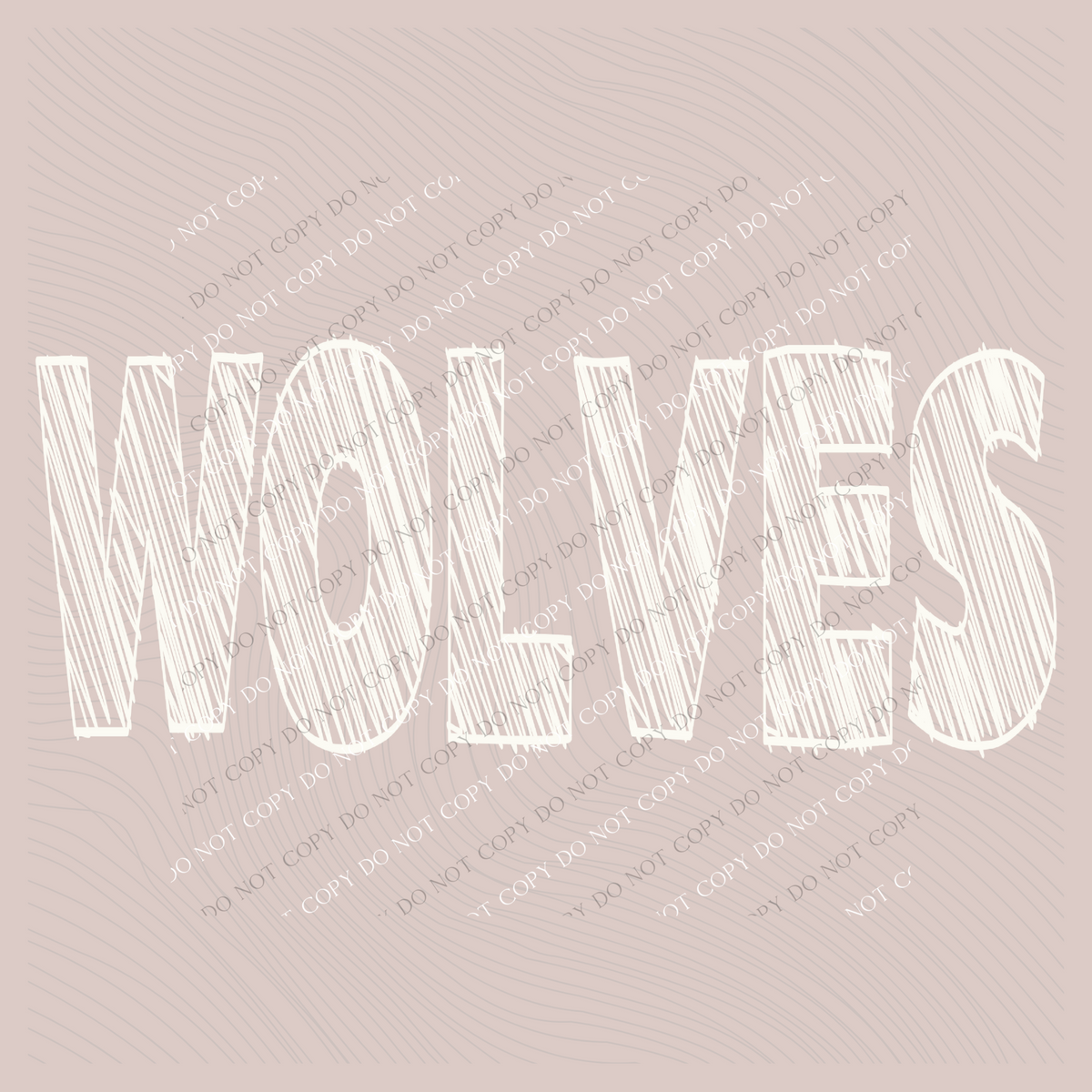 Wolves Scribble in Cream White Digital Design, PNG