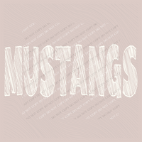 Mustangs Scribble in Cream White Digital Design, PNG