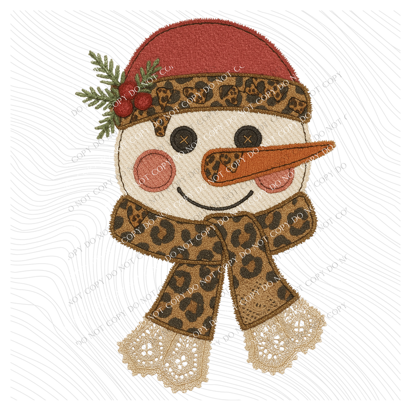 Snowman Leopard & Lace Digital Design, PNG