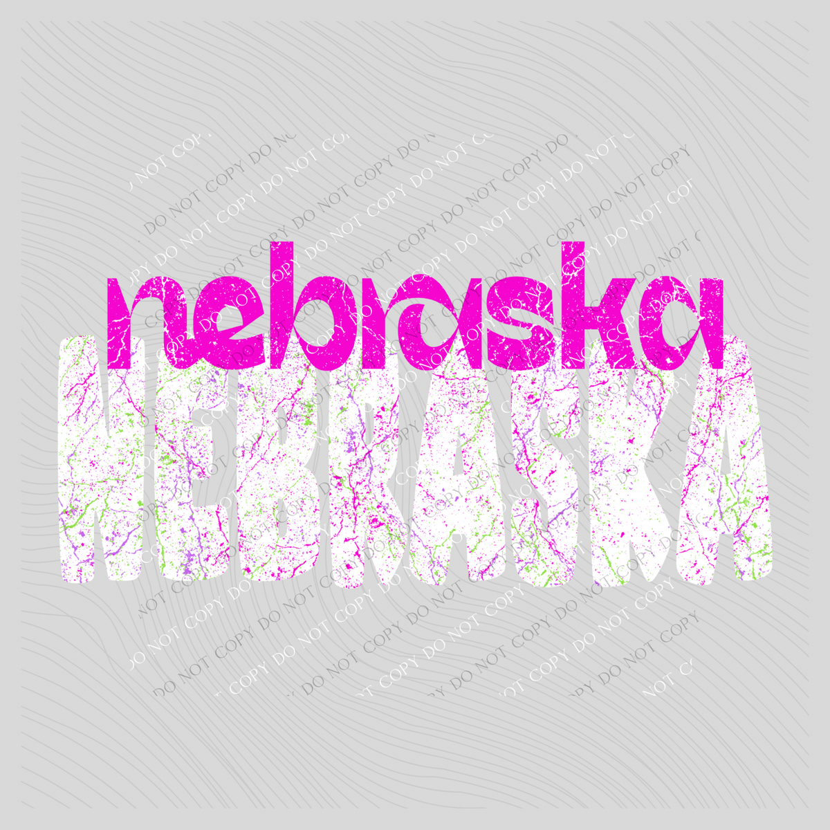 Nebraska Crackle in Neons & White Digital Design, PNG