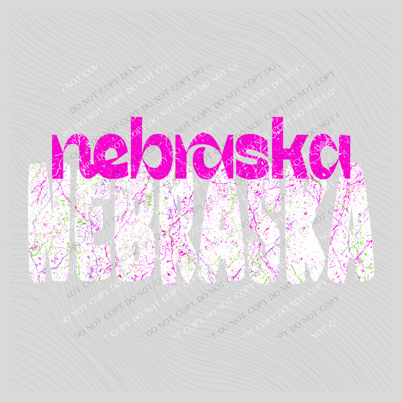 Nebraska Crackle in Neons & White Digital Design, PNG
