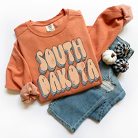 South Dakota Groovy Stacked Distressed in Boho Neutrals Digital Design, PNG