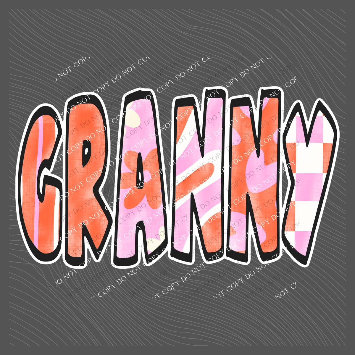 Granny Retro Distressed Pink & Red Patchwork Digital Design, PNG