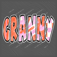 Granny Retro Distressed Pink & Red Patchwork Digital Design, PNG