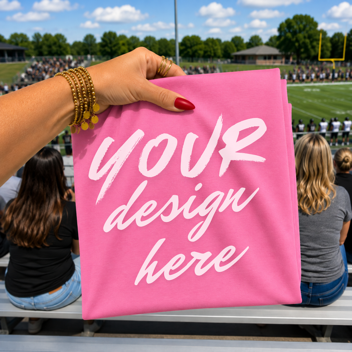 Game Day Sports Flatlay Mockup, Gildan G500 Safety Pink