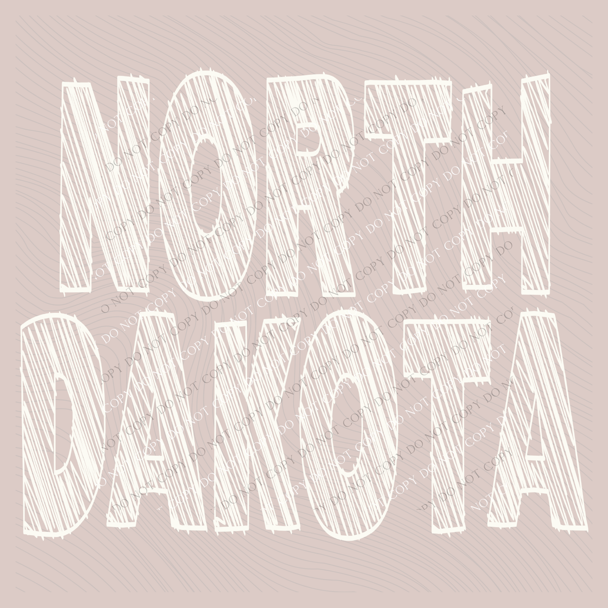 North Dakota Scribble in Cream White Digital Design, PNG