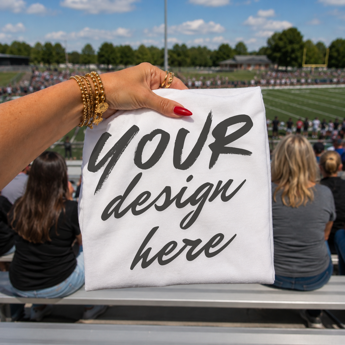 Game Day Sports Flatlay Mockup, Gildan G500 White