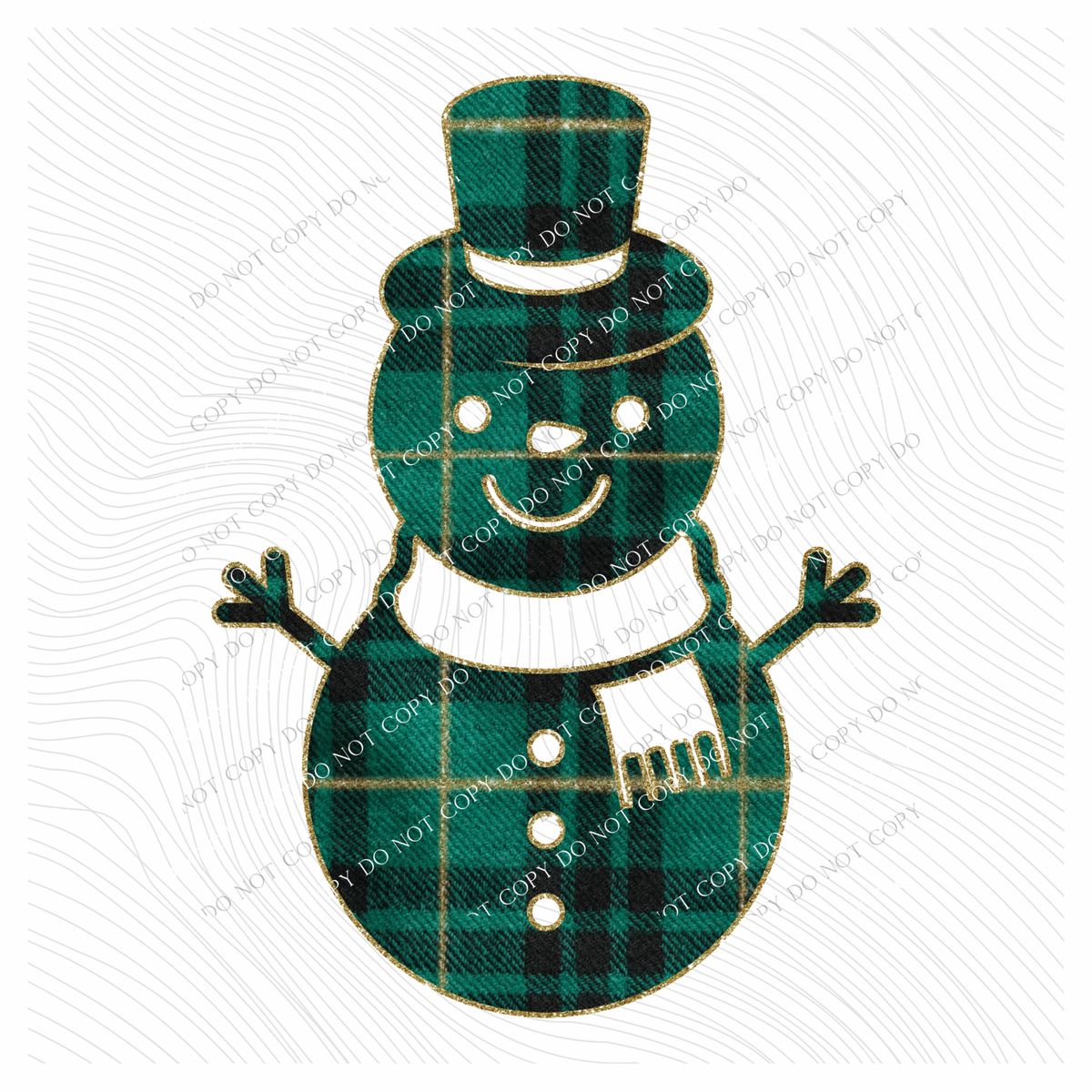 Snowman Green Plaid & Glitter Digital Download, PNG