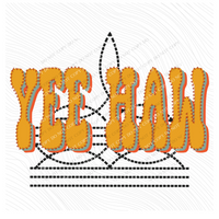Yee Haw Stitched Drop Shadow with Boot Stitch Digital Design, PNG