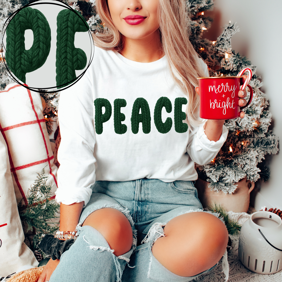 Peace Yarn Knit Style Digital Download, PNG