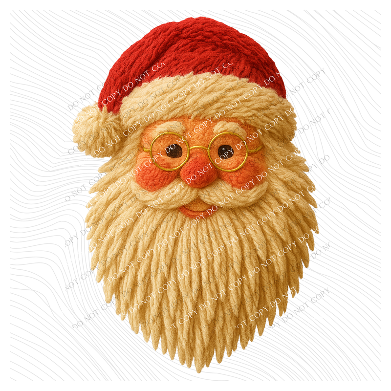 Santa Head in 3D Yarn Style Digital Download, PNG