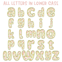 Strawberry Boho Mushroom in Faux Embroidery & Felt Alphabet Set | PNG files Alphabet Letters, Digital Art, PNG Only