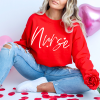 Nurse Sketched Script Hearts in Off-white Digital Design, PNG