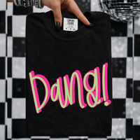 Dang!  3D Sassy Script Bright Pink & Green Digital Design, PNG
