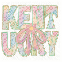 Kentucky Daisy Bows and Checkers Pastel Chalk Digital Design, PNG