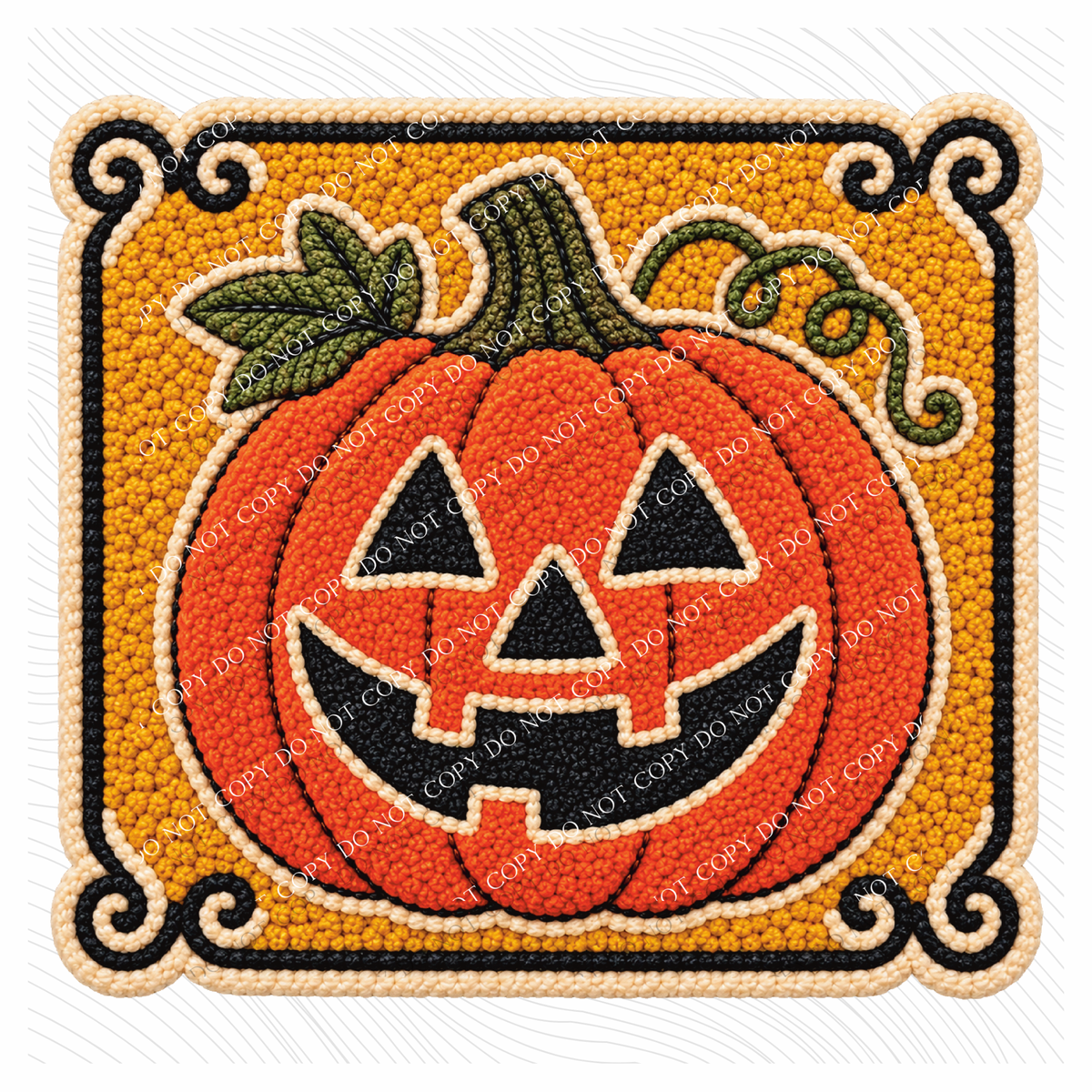 Jack o lantern Halloween Chenille Patch Digital Design, PNG
