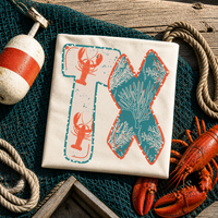 TX Texas Lobster Coral Reef Polka Dot Outline Digital Design, PNG