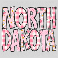 North Dakota Strawberry Doodle Patch Digital Design, PNG
