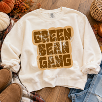 Green Bean Gang Retro Shadow Brown Distressed Digital Design, PNG