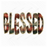 Blessed Glitter & Plaid Digital Download, PNG