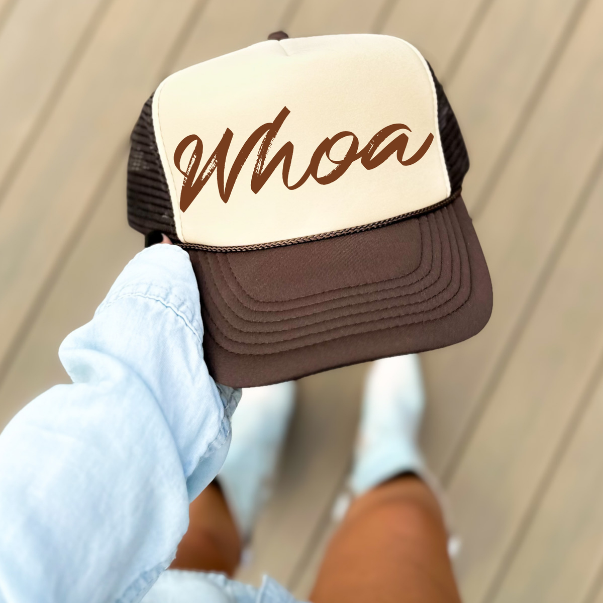Whoa Western Script in Brown Digital Design, PNG