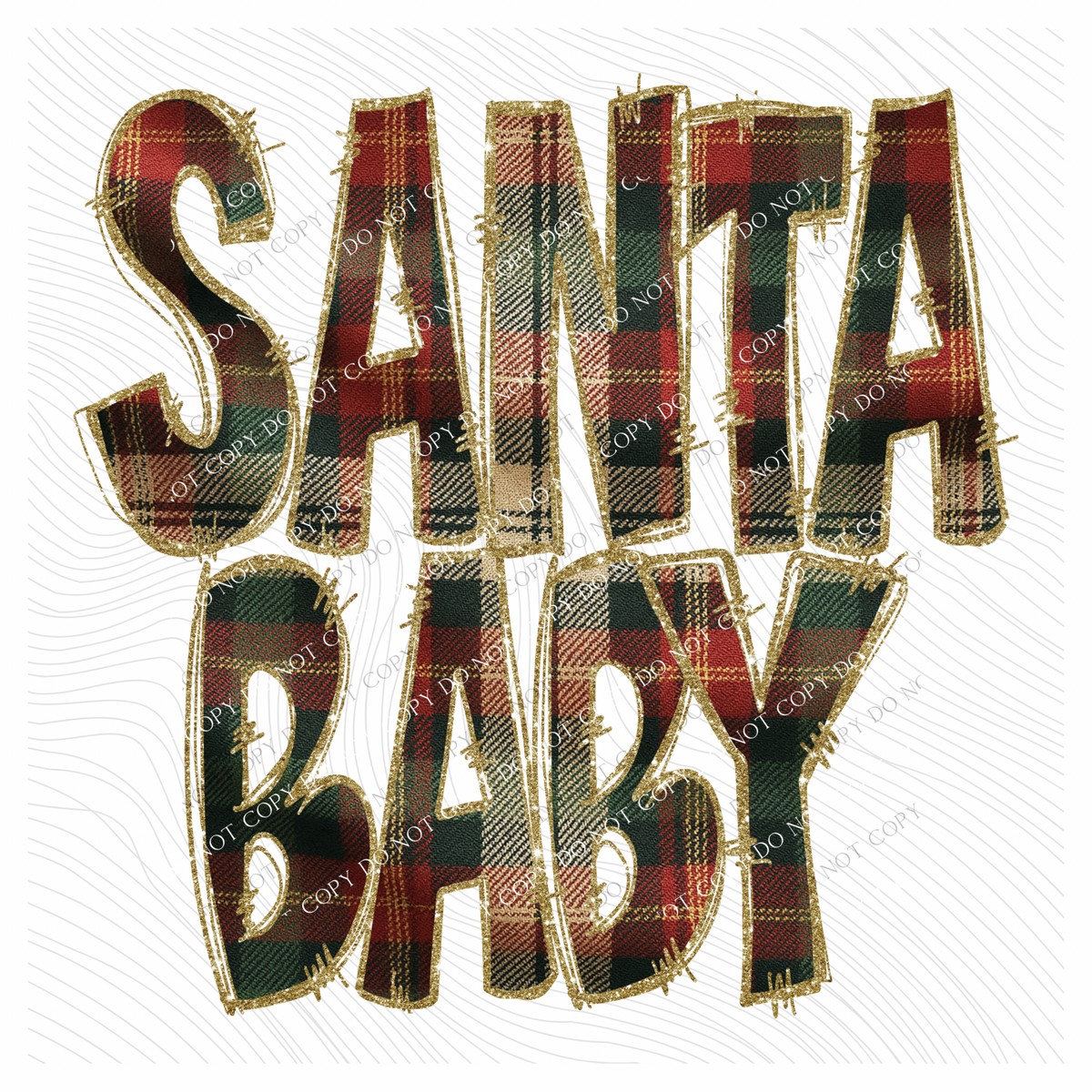 Santa Baby Glitter & Plaid Digital Download, PNG