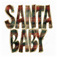 Santa Baby Glitter & Plaid Digital Download, PNG