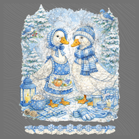 Winter Gingham Goose Distressed Digital Design, PNG