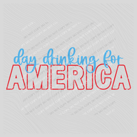 Day Drinking for America in Red & Blue Digital Design, PNG