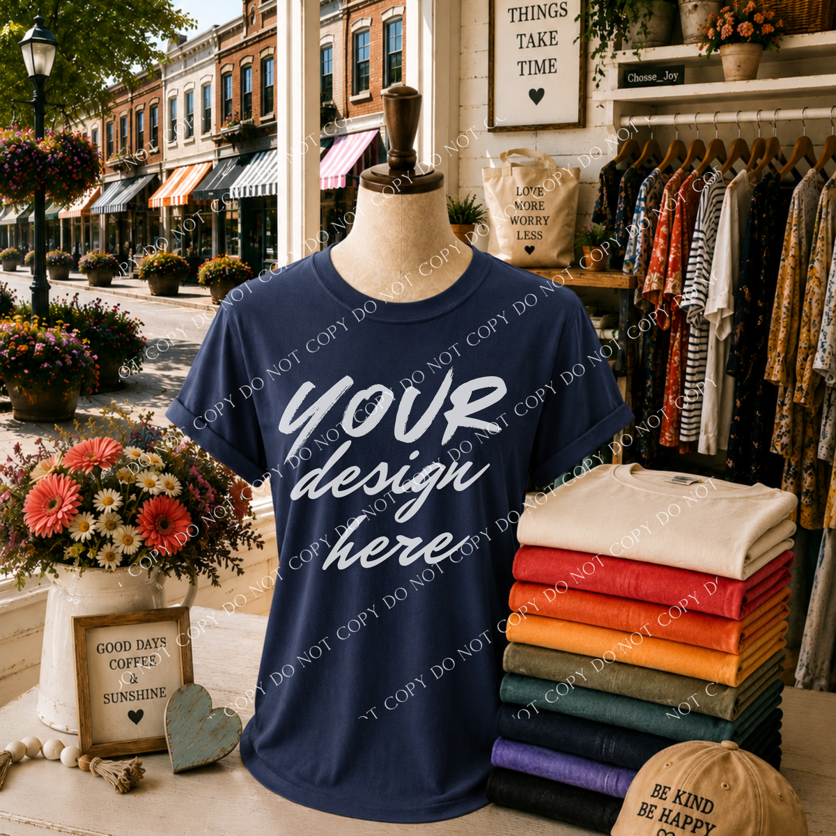 Blank Everyday Boutique Mockup, Comfort Colors 1717 Navy