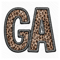 GA Georgia Embroidery Leopard Sequin with separate Home Sweet Home Script in Black,  Digital Design, PNG