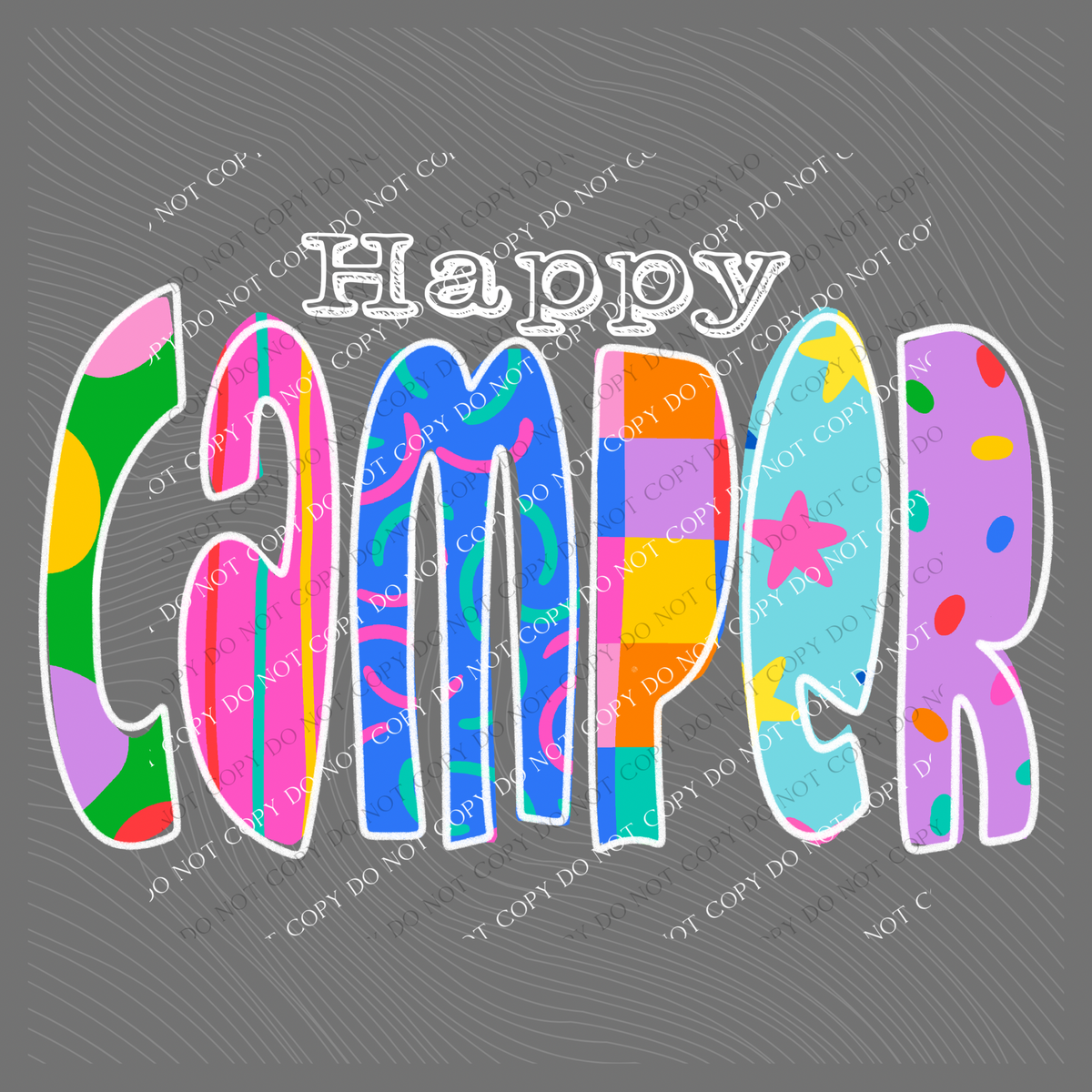 Happy Camper Color Pop Doodle Digital Design, PNG