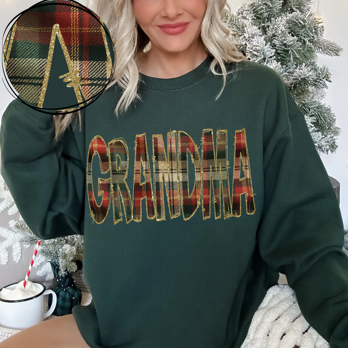 Grandma Glitter & Plaid Digital Download, PNG
