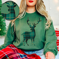 Reindeer Green Plaid & Glitter Digital Download, PNG